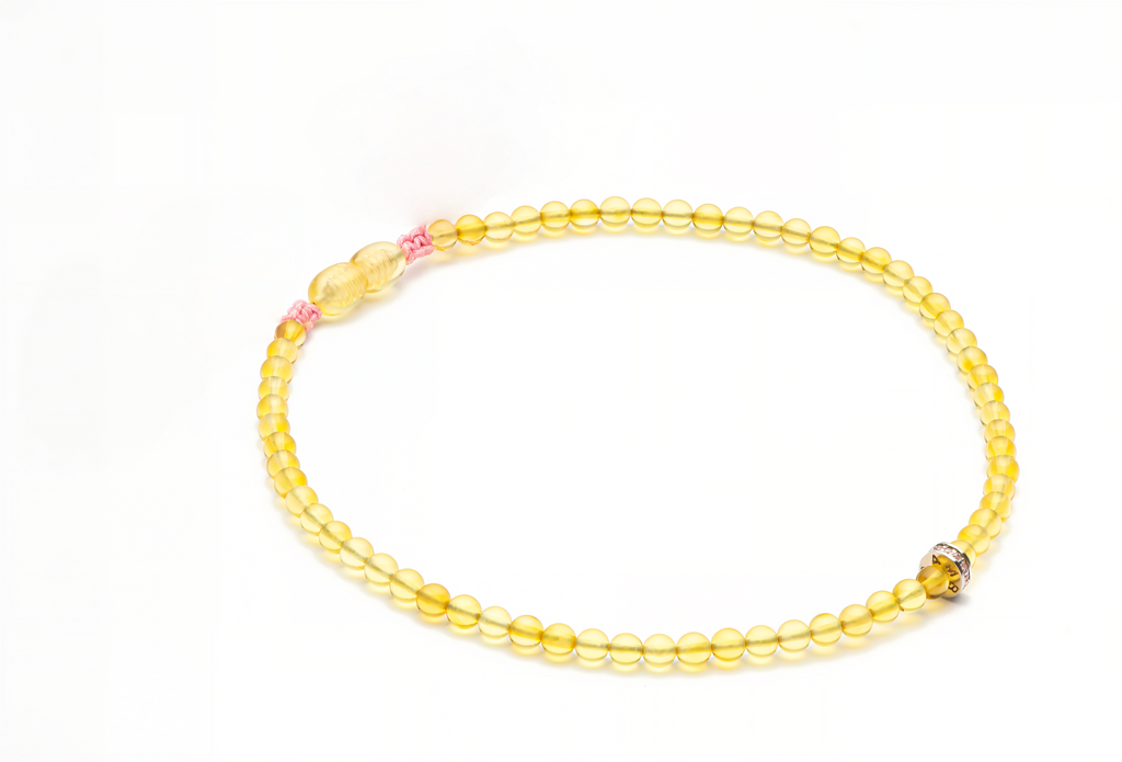 Girl Amber Silver Necklace - Lemon