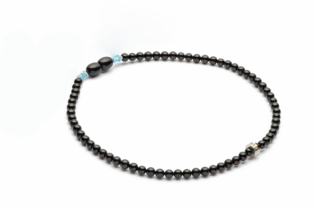 Boy Amber Silver Necklace - Black