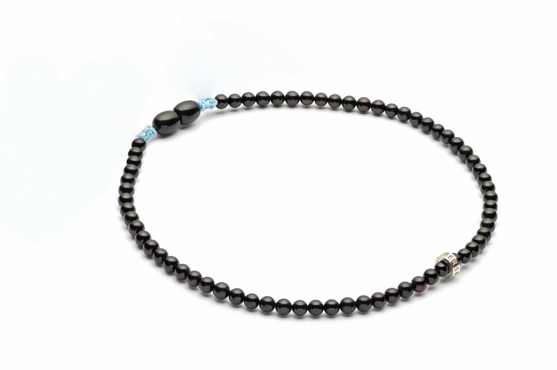 Boy Amber Silver Necklace - Black