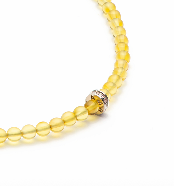 Girl Amber Silver Necklace - Lemon