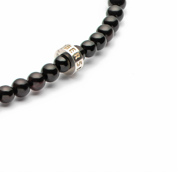 Boy Amber Silver Necklace - Black